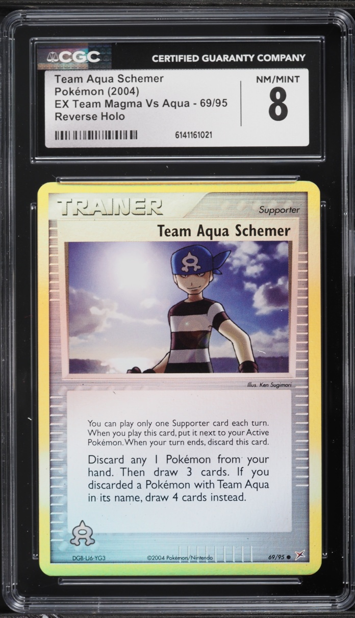 2004 Pokemon EX Team Magma Vs Aqua Reverse Holo Team Aqua Schemer #69 CGC 8 NM-MT