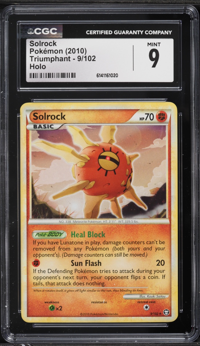 2010 Pokemon HeartGold & SoulSilver Triumphant Holo Solrock #9 CGC 9 MINT