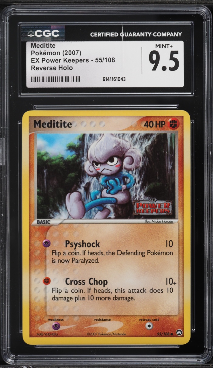 2007 Pokemon EX Power Keepers Reverse Holo Meditite #55 CGC 9.5 MINT+