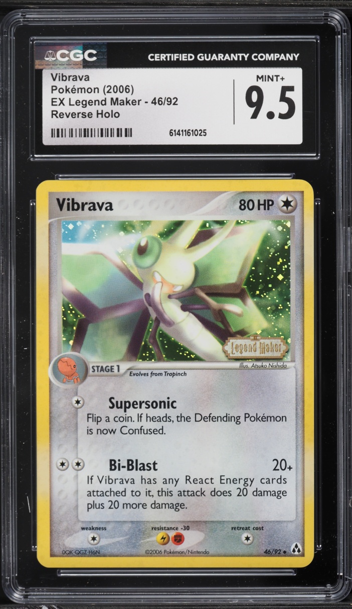 2006 Pokemon EX Legend Maker Reverse Holo Vibrava #46 CGC 9.5 MINT+