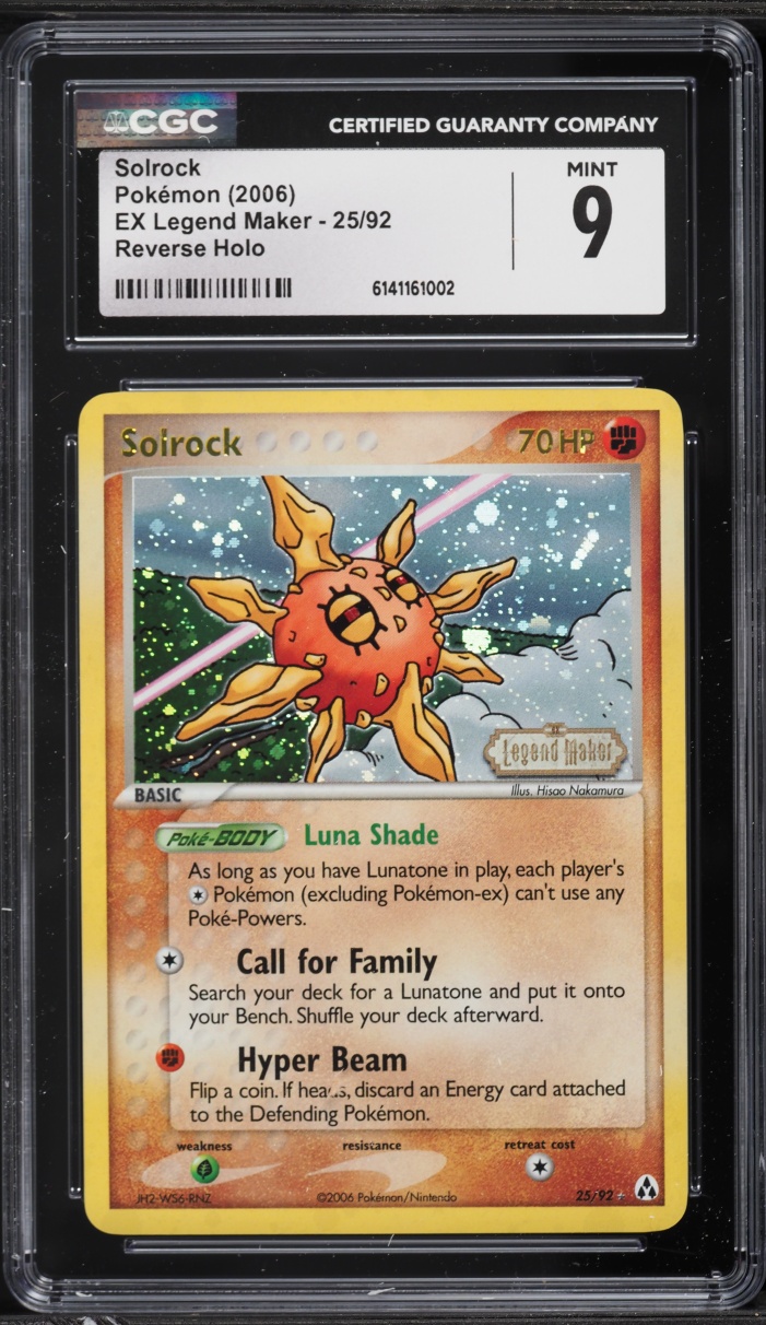 2006 Pokemon EX Legend Maker Reverse Holo Solrock #25 CGC 9 MINT