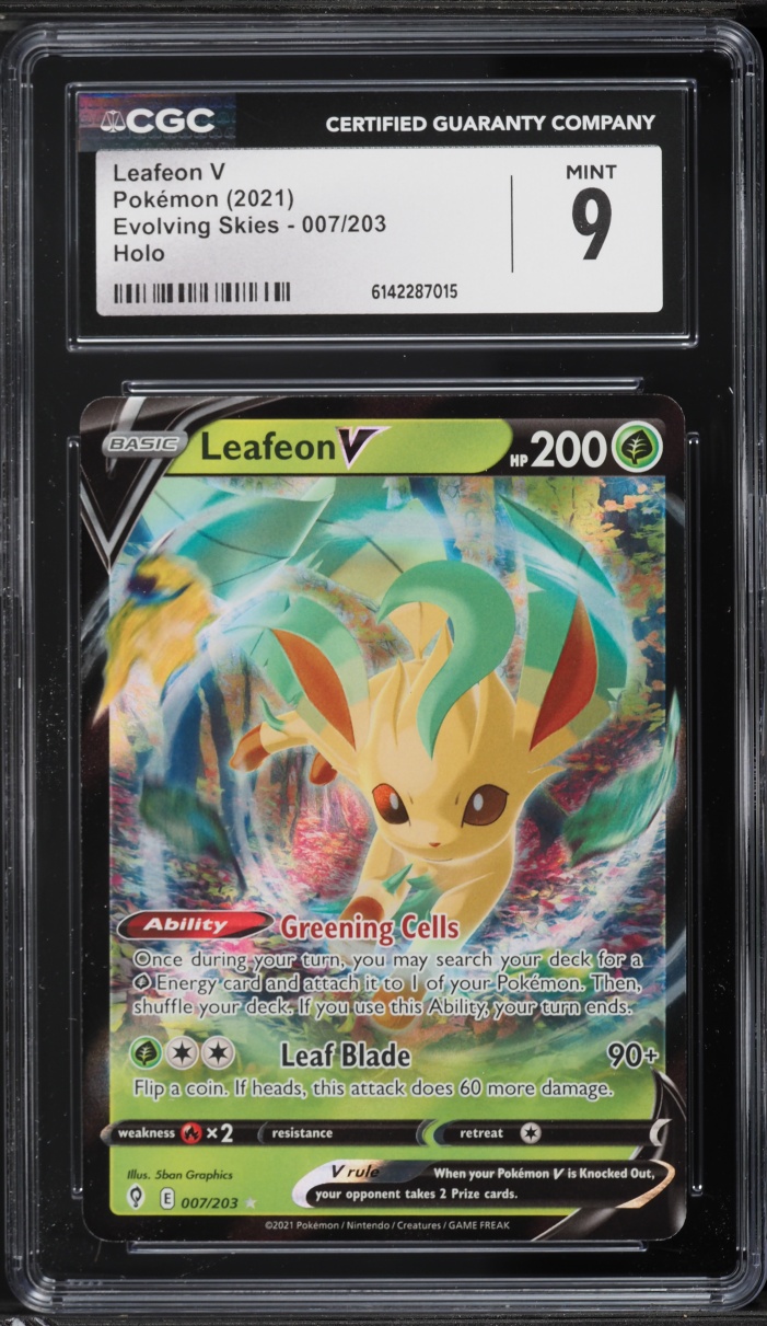 2023 Pokemon Sword & Shield Evolving Skies Holo Leafeon V #7 CGC 9 MINT