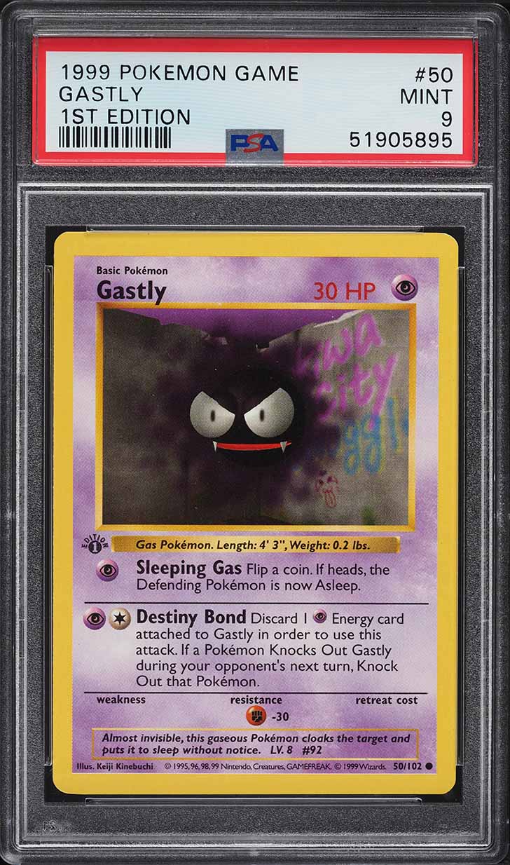 1999 Pokemon Base Set Shadowless 1st Edition Gastly #50 PSA 9 MINT
