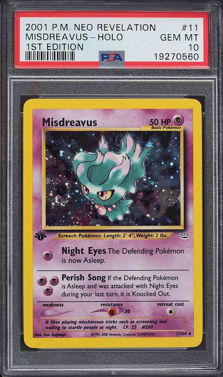 2001 Pokemon Neo Revelation 1st Edition Holo Misdreavus #11 PSA 10 GEM MINT