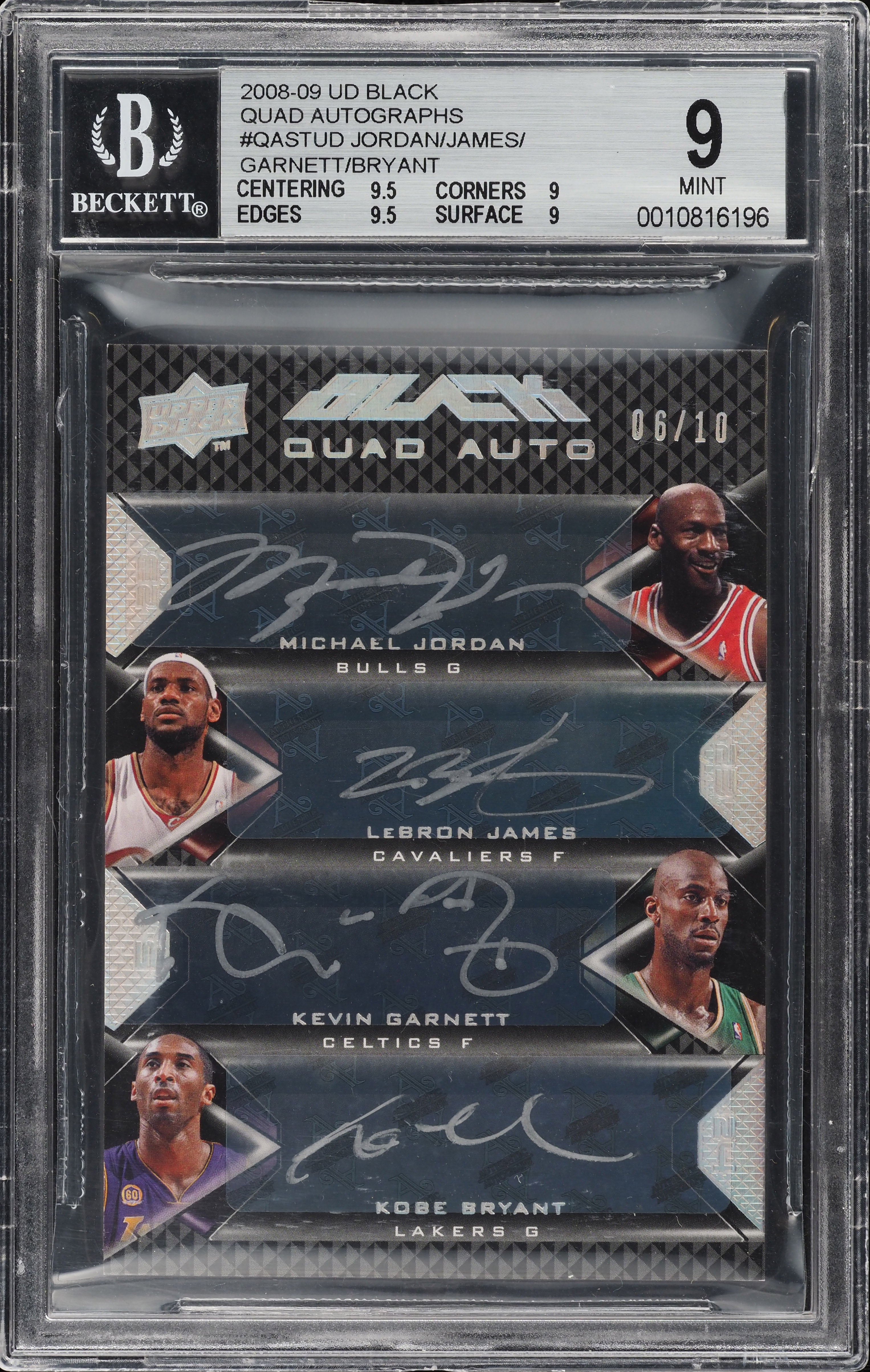 2008 UD Black Quad Michael Jordan LeBron James Kobe Garnett AUTO