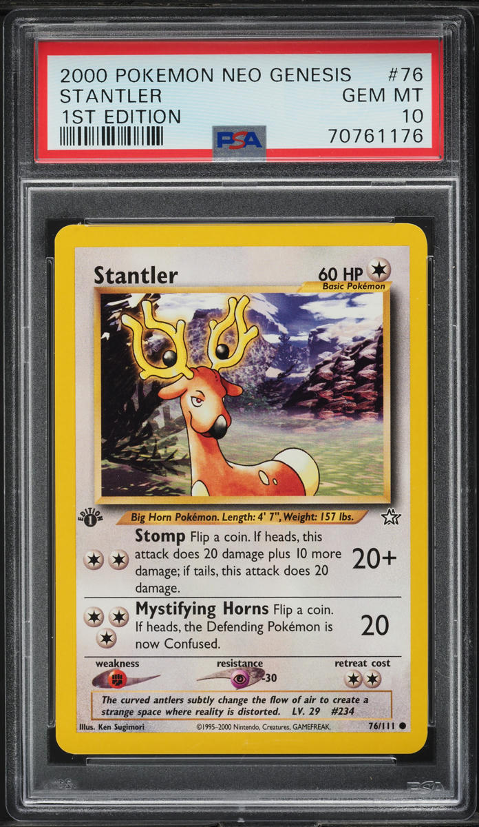 2000 Pokemon Neo Genesis 1st Edition Stantler #76 PSA 10 GEM MINT