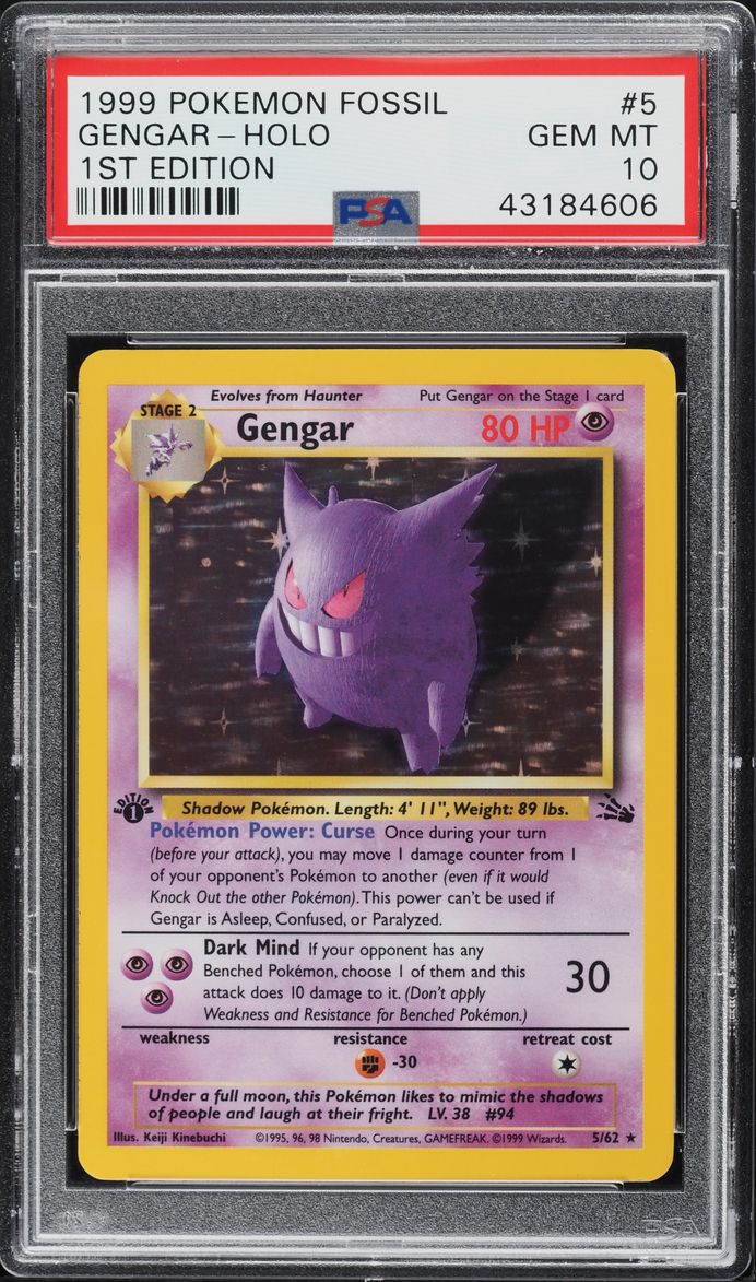 1999 Pokemon Fossil 1st Edition Holo Gengar #5 PSA 10 GEM MINT