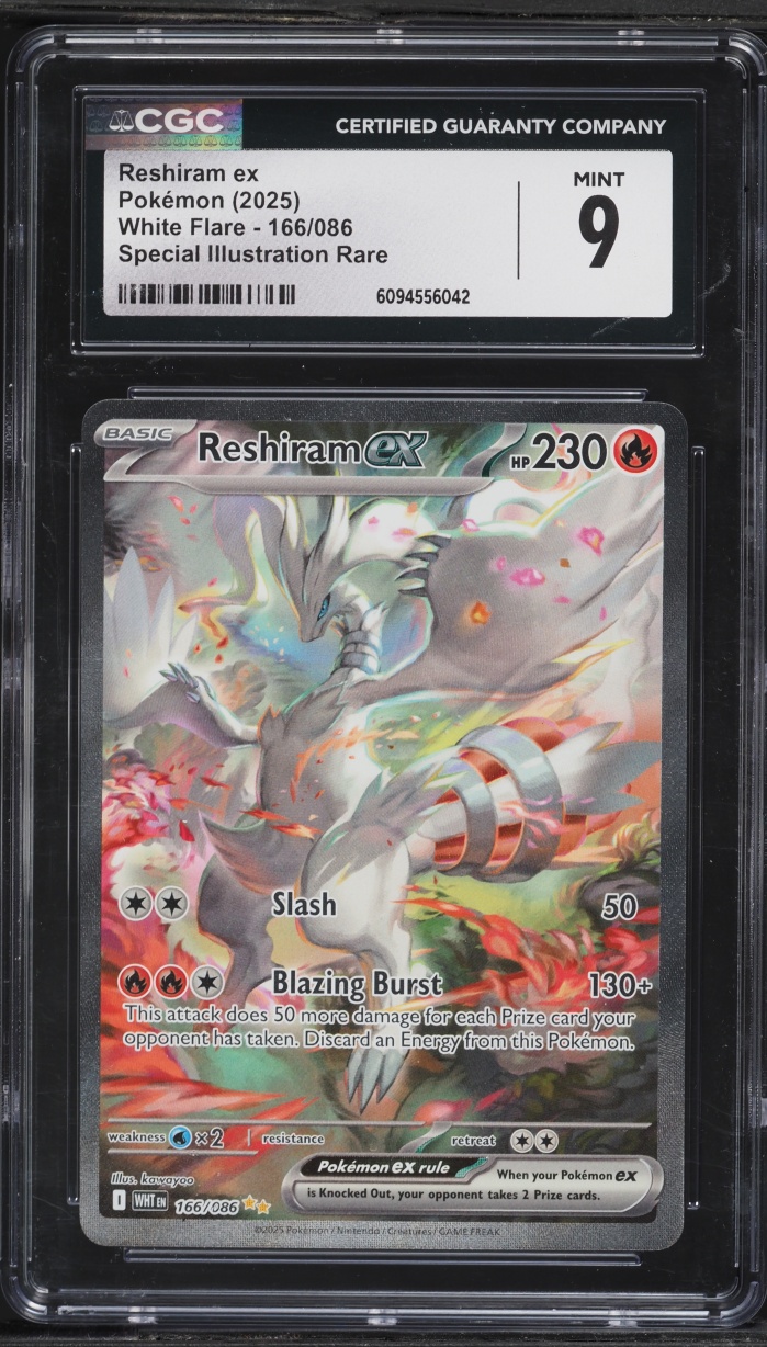2025 Pokemon Scarlet & Violet White Flare SIR Reshiram ex #166 CGC 9 MINT