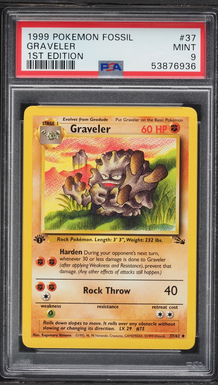 1999 Pokemon Fossil 1st Edition Graveler #37 PSA 9 MINT