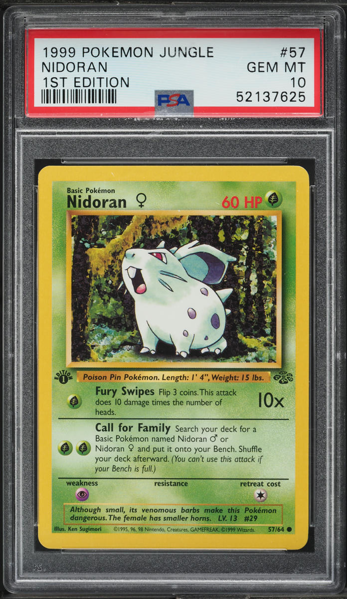 1999 Pokemon Jungle 1st Edition Nidoran #57 PSA 10 GEM MINT