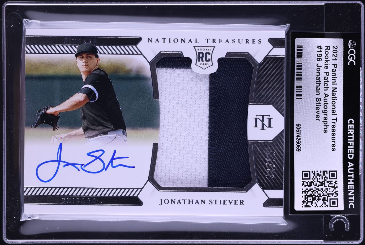 2021 National Treasures Jonathan Stiever ROOKIE PATCH AUTO /99 #196 CGC AUTH