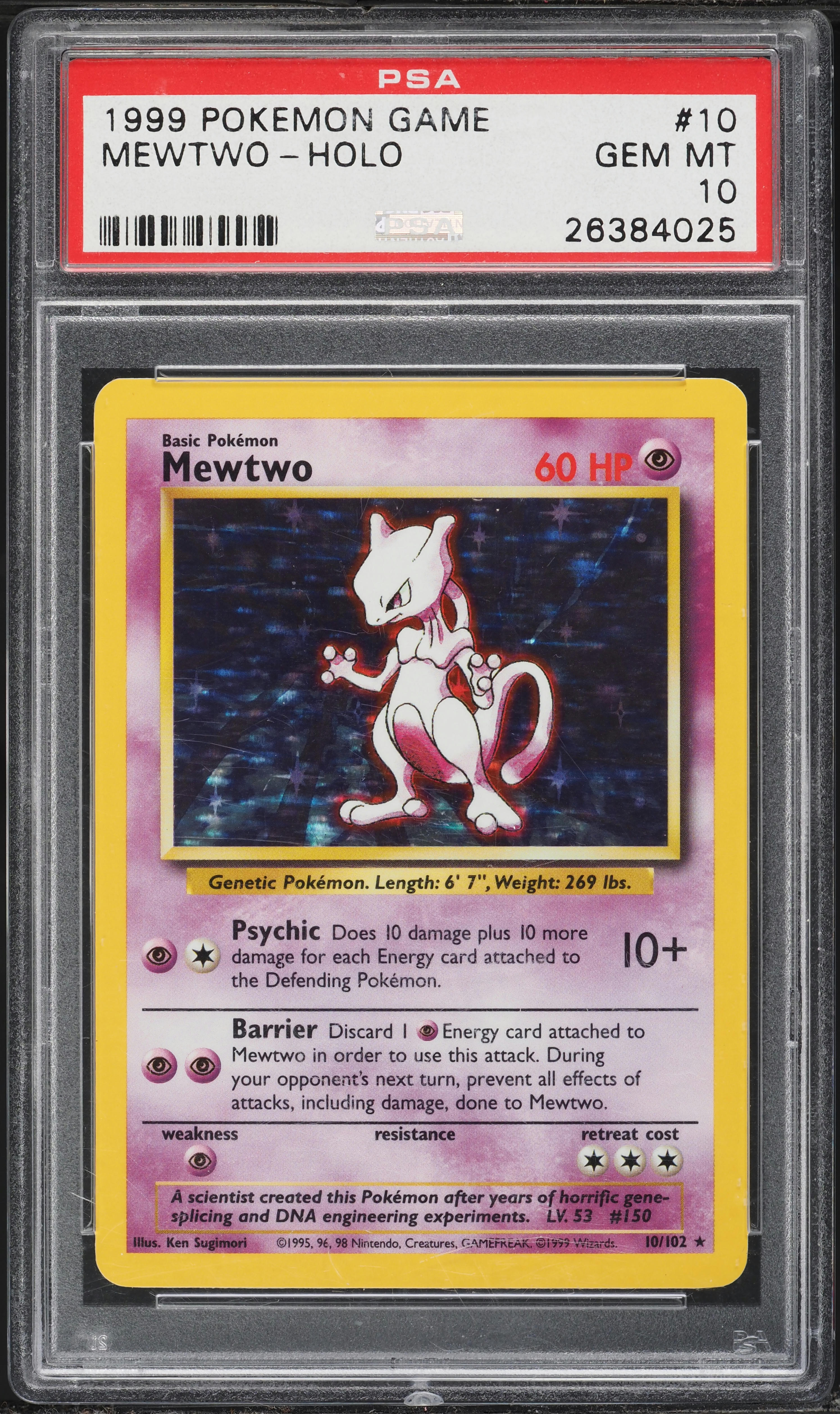 1999 Pokemon Base Set Holo Mewtwo #10 PSA 10 GEM MINT