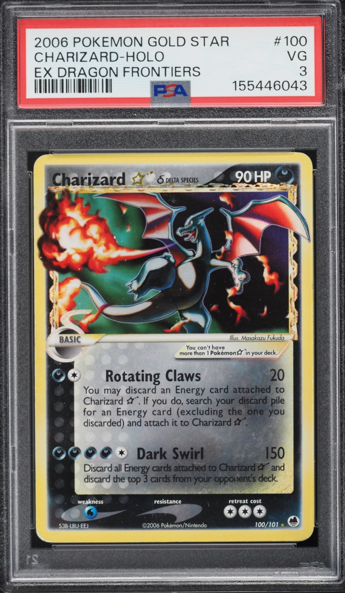 2006 Pokemon EX Dragon Frontiers Holo Charizard Gold Star #100 PSA 3 VG
