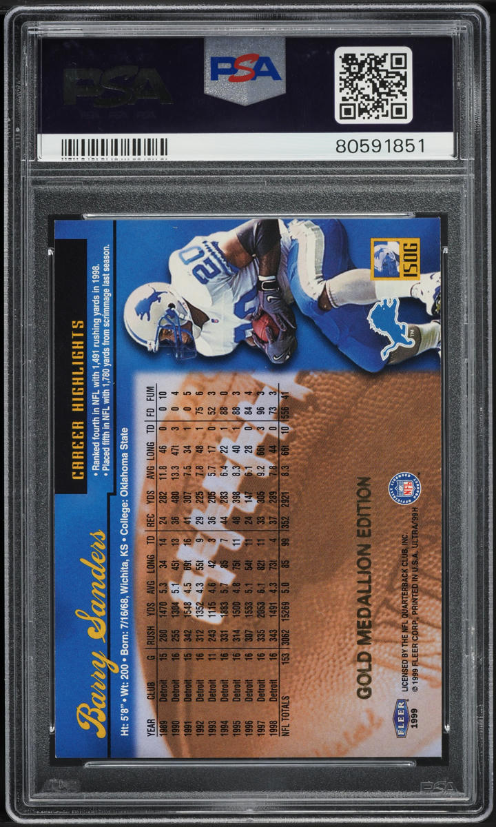 1999 Ultra Gold Medallion Barry Sanders #150G PSA 9 MINT