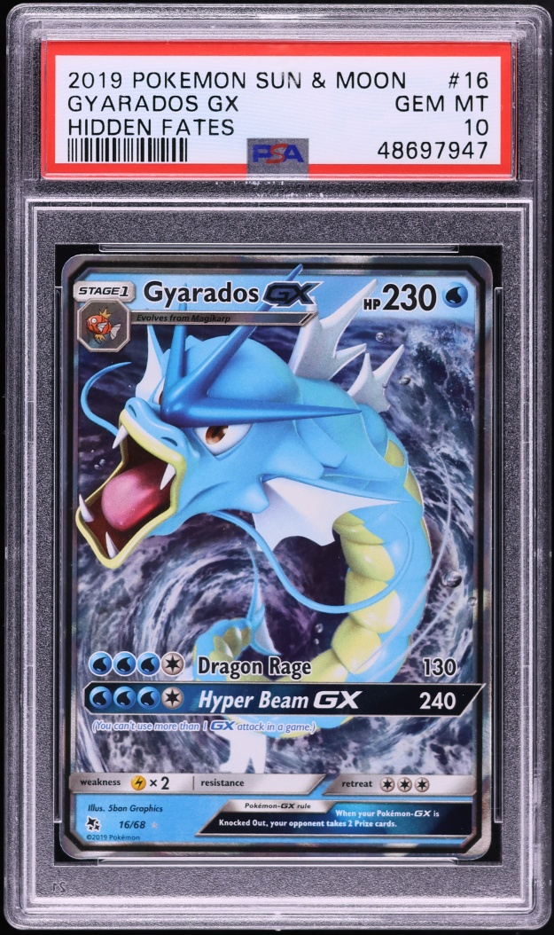2019 Pokemon Sun & Moon Hidden Fates Holo Gyarados GX #16 PSA 10 GEM MINT