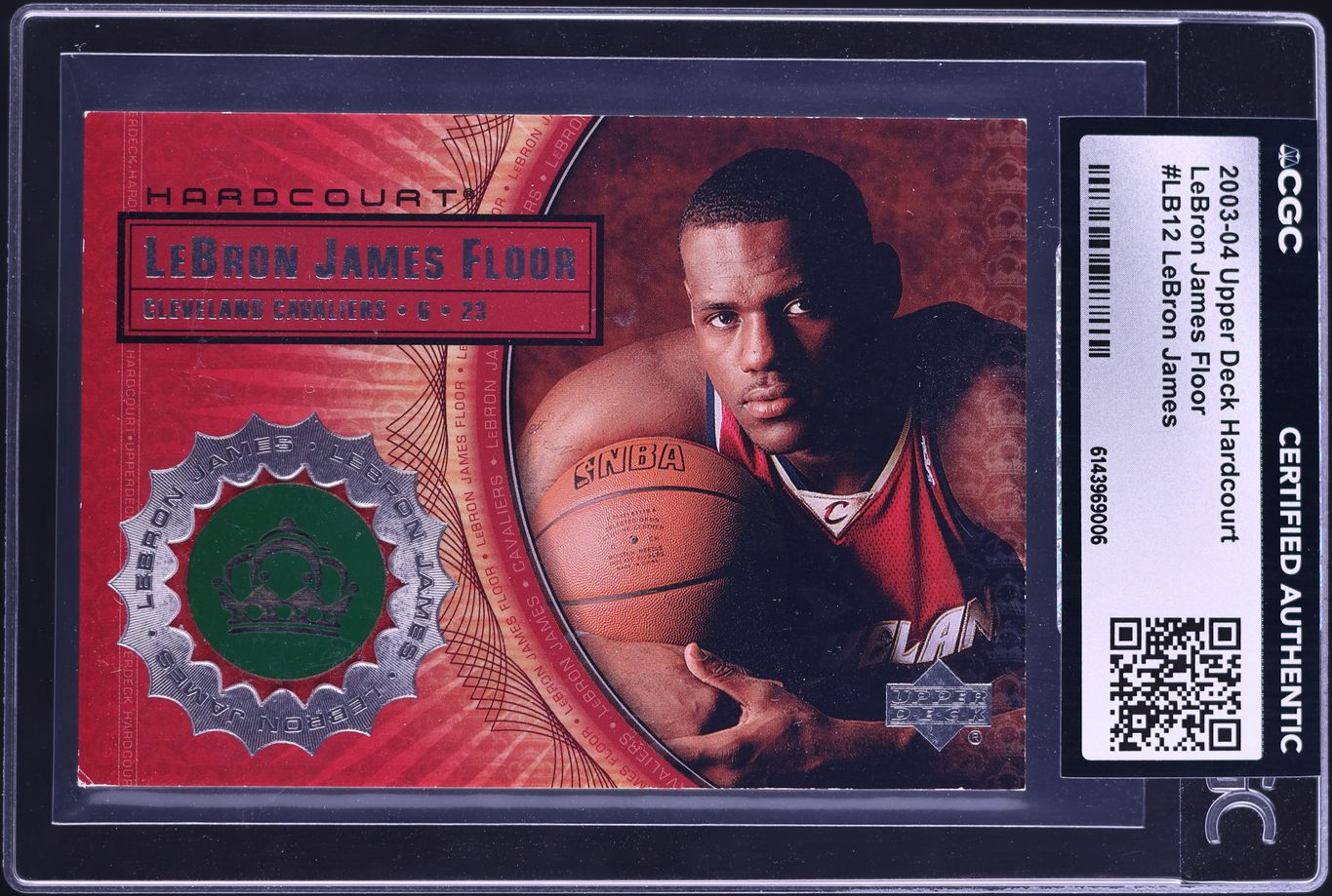 2003 Upper Deck Hardcourt Floor LeBron James ROOKIE RELIC #LB12 CGC AUTH