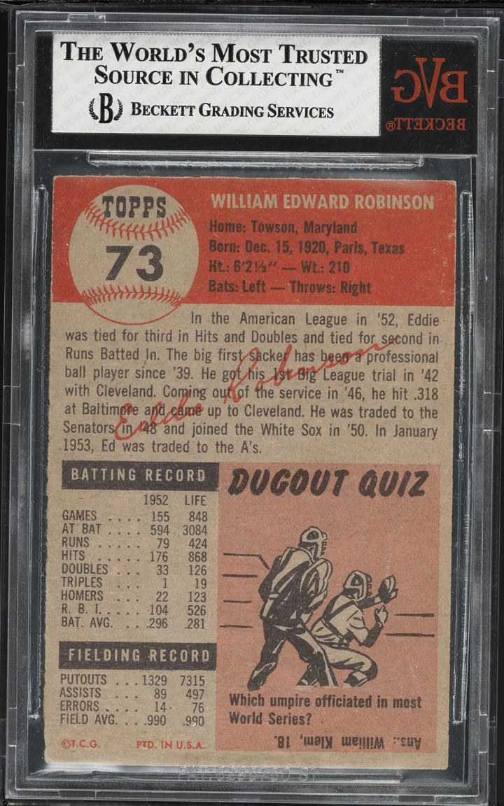 1953 Topps Eddie Robinson #73 BVG 4.5 VGEX+