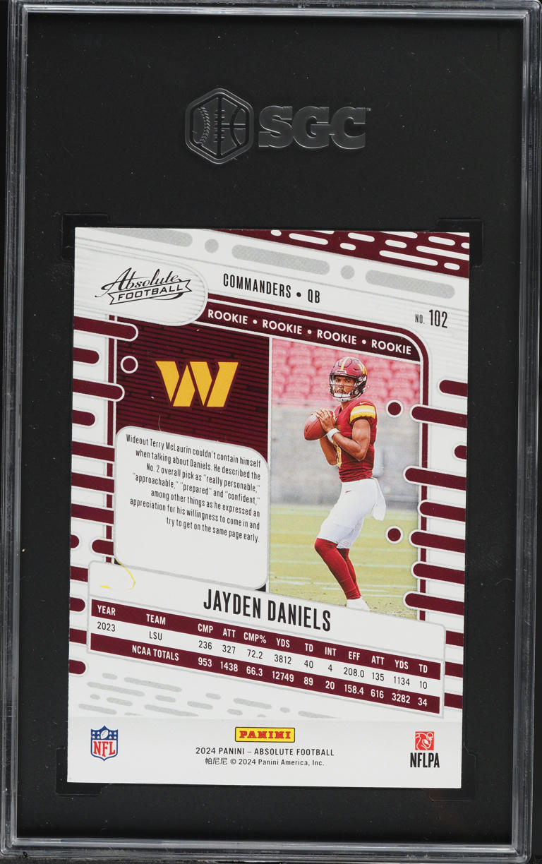 2024 Absolute Retail Jayden Daniels ROOKIE #102 SGC 9.5 MINT+