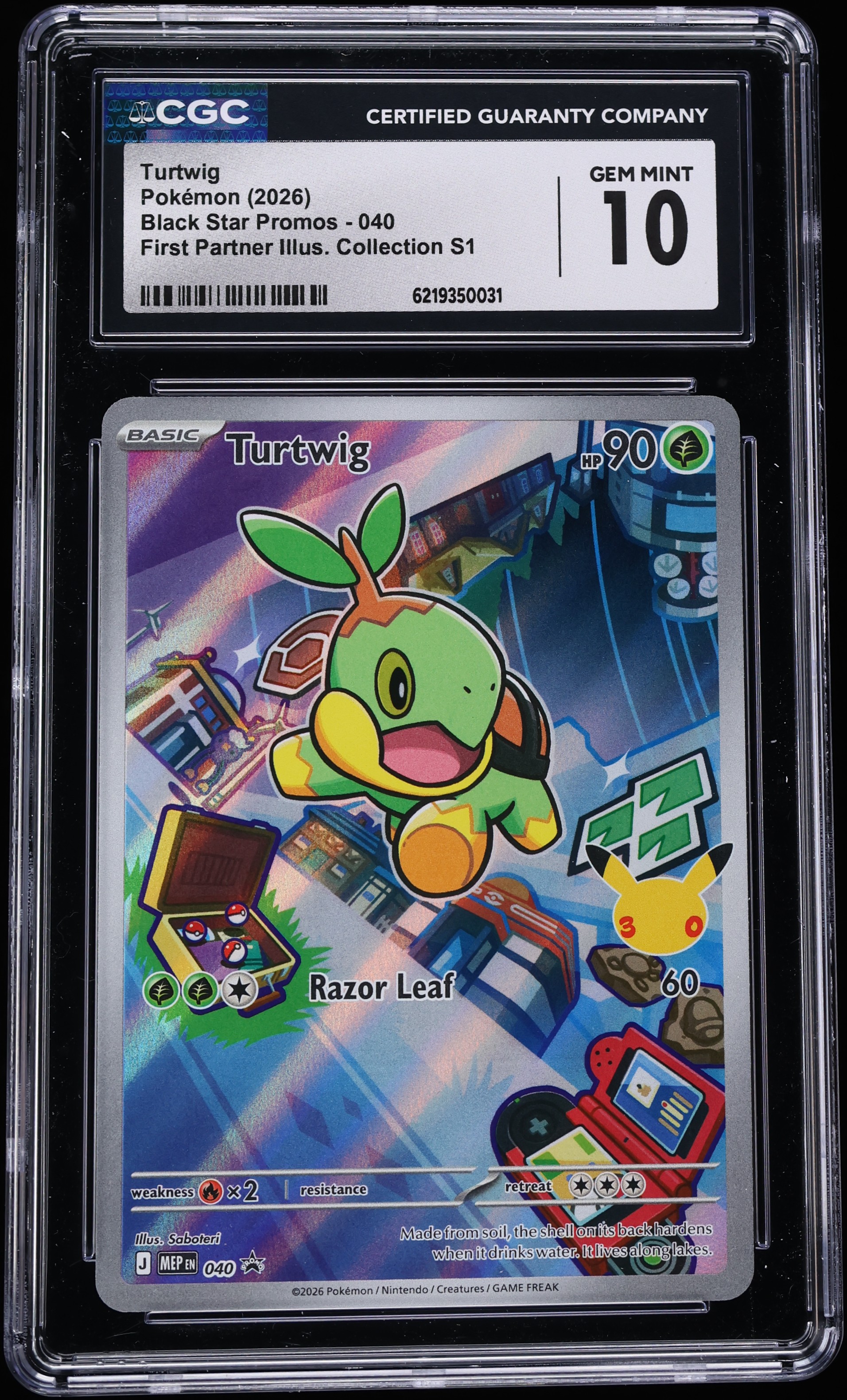2026 Pokemon Mega Promo First Partner Illustration S1 Full Art Turtwig #40 CGC 10 GEM MINT
