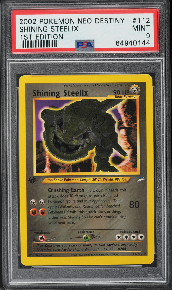 2002 Pokemon Neo Destiny 1st Edition Shining Steelix #112 PSA 9 MINT