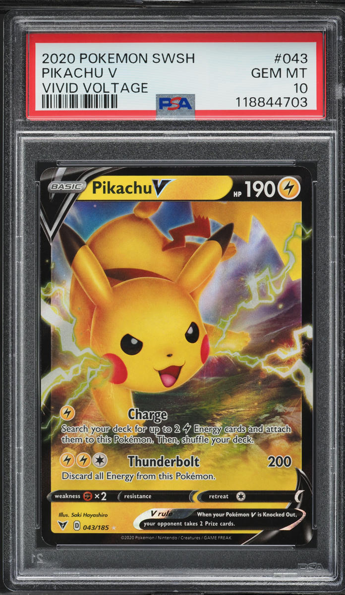 2020 Pokemon Sword & Shield Vivid Voltage Pikachu V #43 PSA 10 GEM MINT