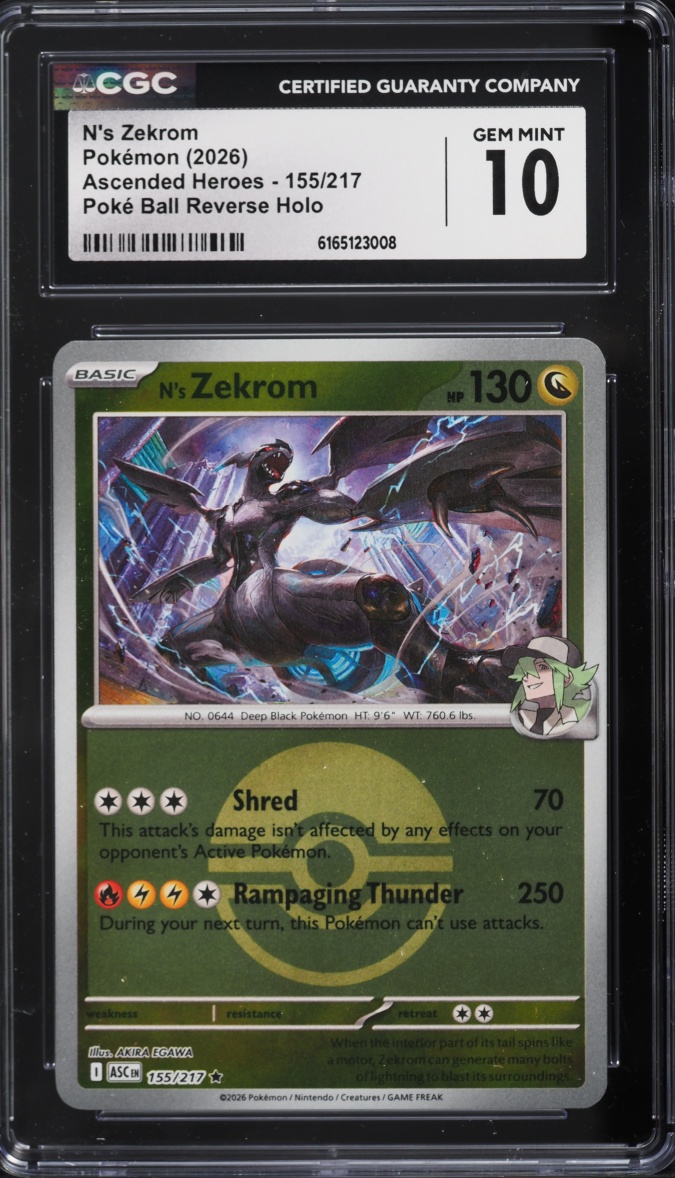 2026 Pokemon Mega Evolution Ascended Heroes Poke Ball Holo N's Zekrom #155 CGC 10 GEM MINT
