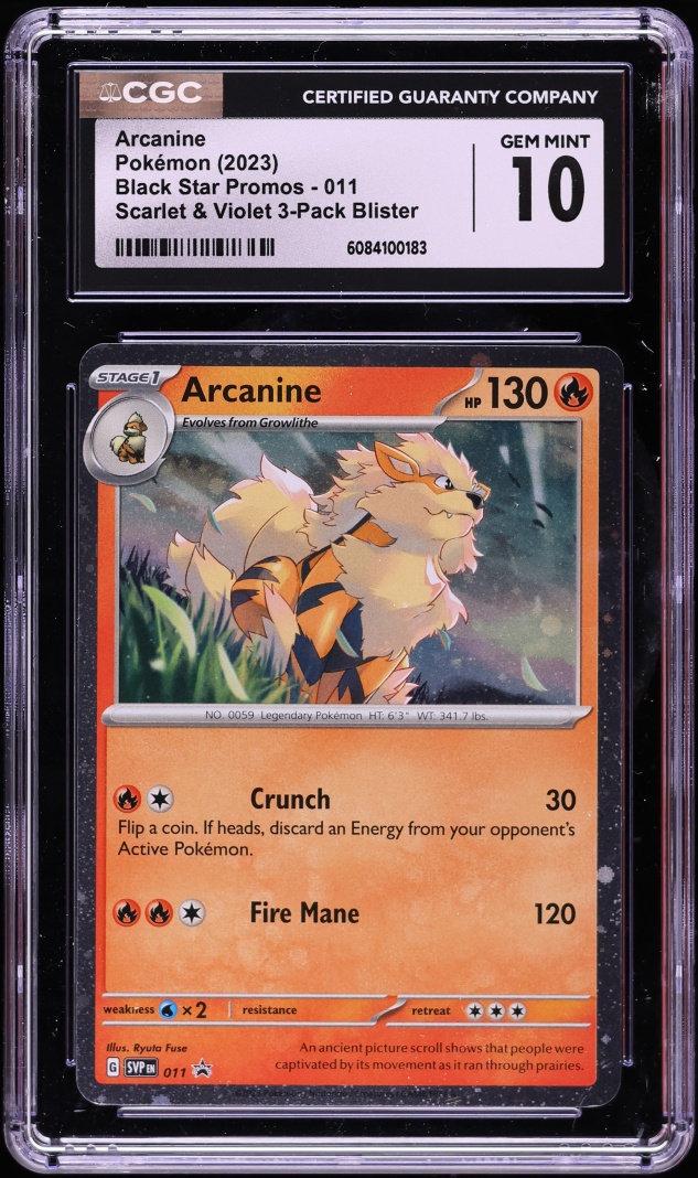 2023 Pokemon Scarlet & Violet Black Star Promo Holo Arcanine #11 CGC 10 GEM MINT