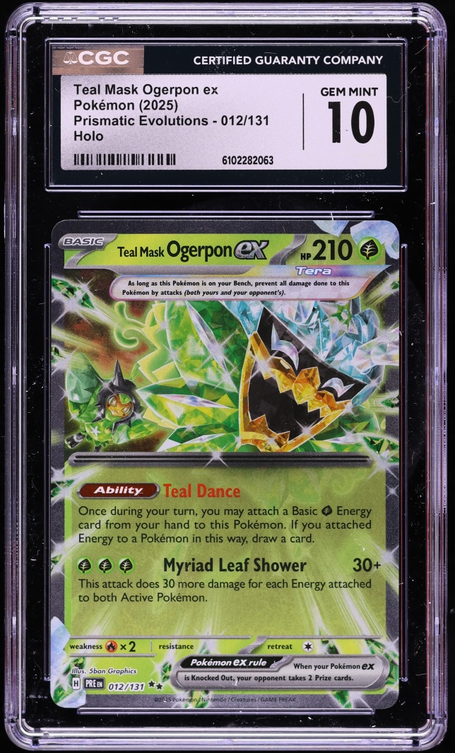 2025 Pokemon Scarlet & Violet Prismatic Evolutions Holo Teal Mask Ogerpon ex #12 CGC 10 GEM