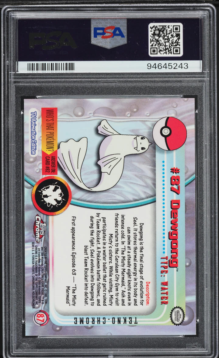 2000 Topps Chrome Pokemon T.V. Tekno Dewgong #87 PSA 10 GEM MINT