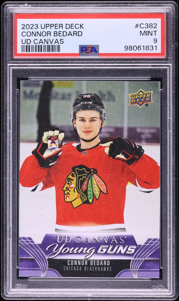2023 Upper Deck Canvas Young Guns Connor Bedard ROOKIE #C382 PSA 9 MINT