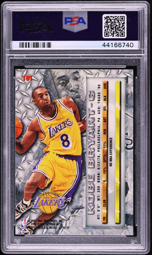 1996 Metal Basketball Kobe Bryant ROOKIE #181 PSA 10 GEM MINT - Photo 2