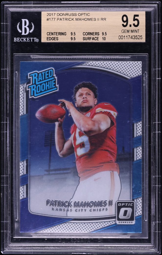 2017 Donruss Optic Patrick Mahomes II ROOKIE #177 BGS 9.5 GEM MINT - Photo 1