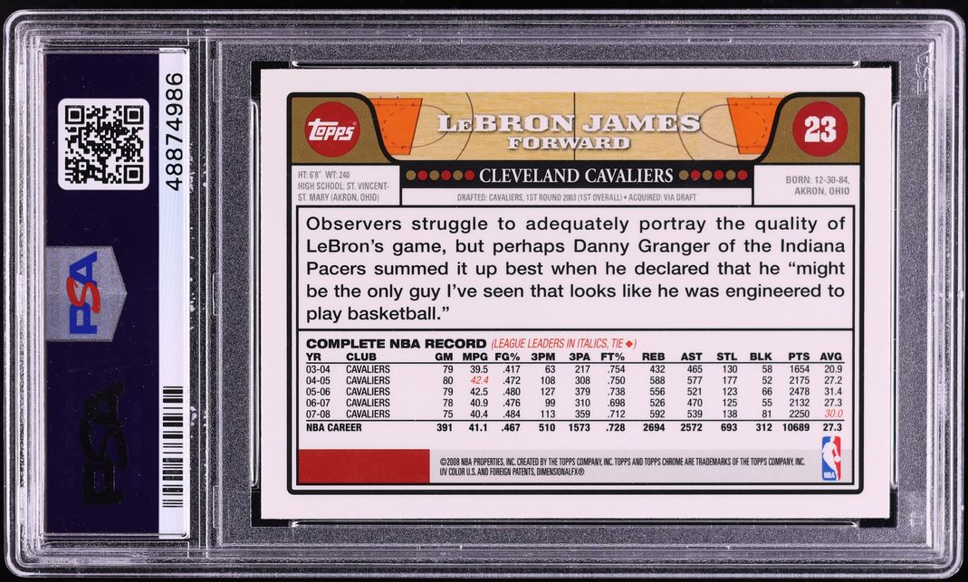 2008 Topps Chrome LeBron James #23 PSA 10 GEM MINT - Photo 2