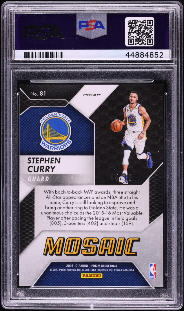 2016 Panini Prizm Mosaic Gold Stephen Curry /10 #81 PSA 10 GEM MINT - Photo 2