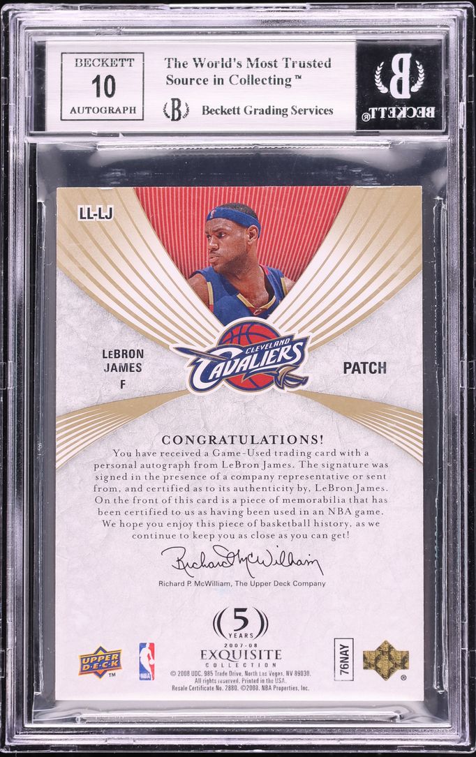 2007 Exquisite Collection Limited Logos LeBron James PATCH AUTO /50 #LL-LJ BGS 8.5 NM-MT+ - Photo 2
