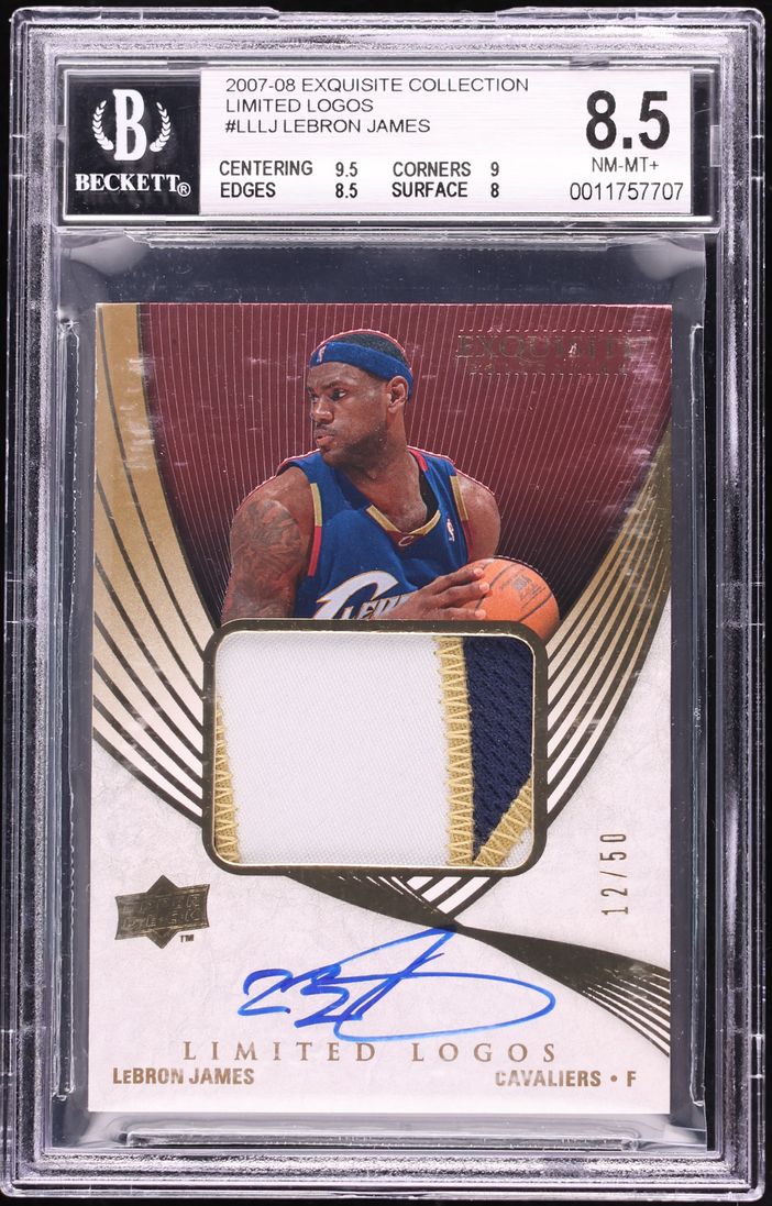 2007 Exquisite Collection Limited Logos LeBron James PATCH AUTO /50 #LL-LJ BGS 8.5 NM-MT+ - Photo 1