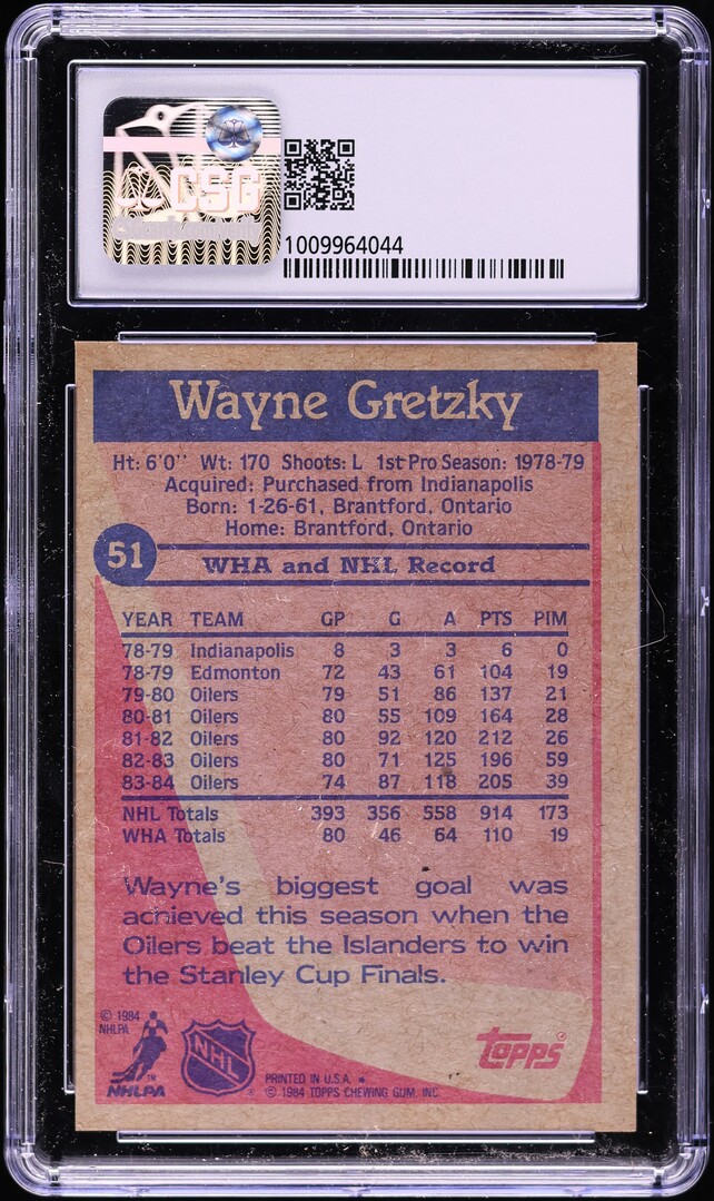 1984 Topps Hockey Wayne Gretzky #51 CSG 8 NM-MT