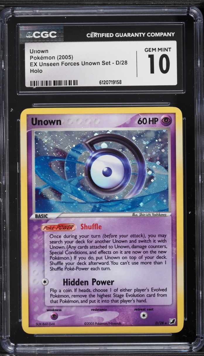 2005 Pokemon EX Unseen Forces Set Holo Unown #D CGC 10 GEM MINT