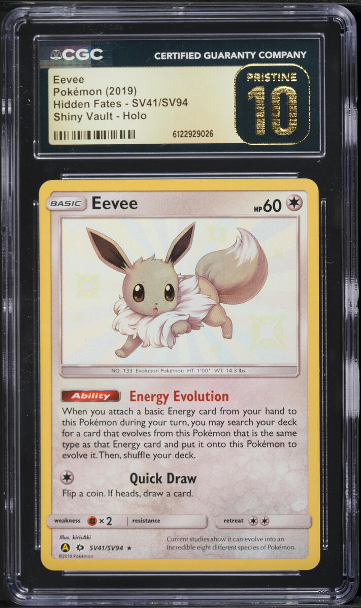 2019 Pokemon Sun & Moon Hidden Fates Shiny Eevee #SV41 CGC 10 PRISTINE