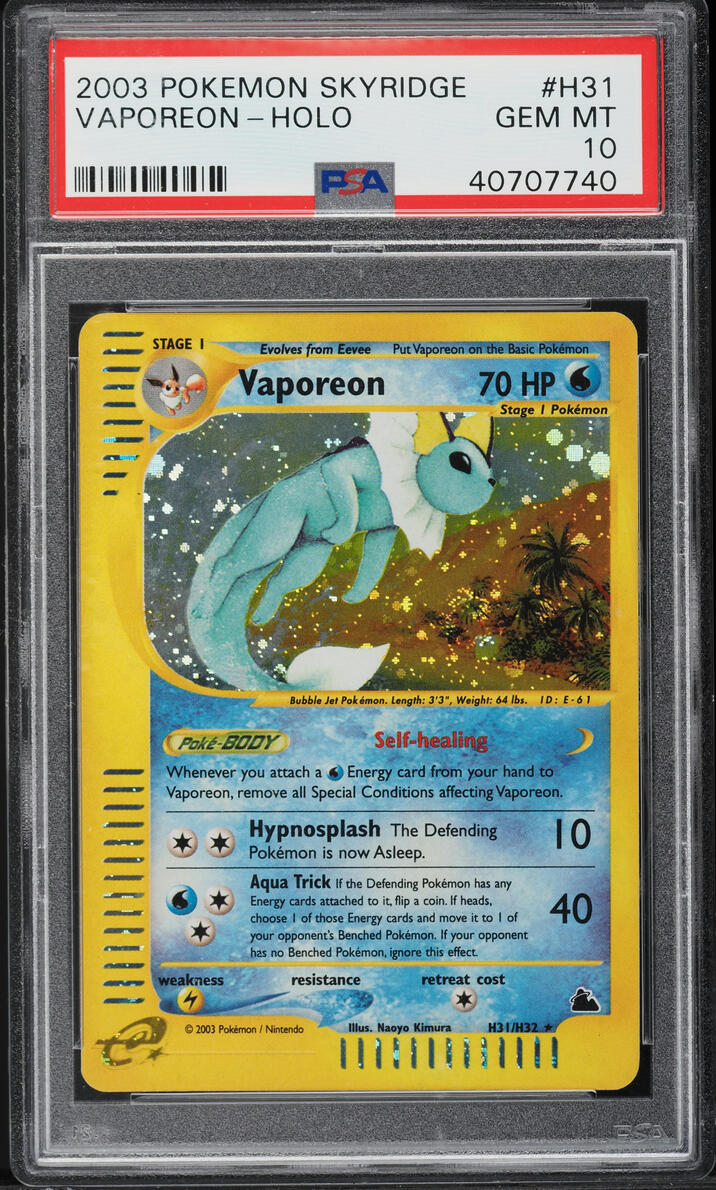 2003 Pokemon Skyridge Holo Vaporeon #H31 PSA 10 GEM MINT
