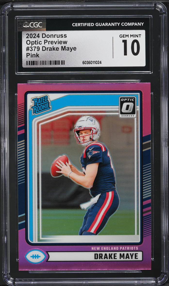 2024 Donruss Optic Preview Pink Drake Maye ROOKIE #379 CGC 10 GEM MINT