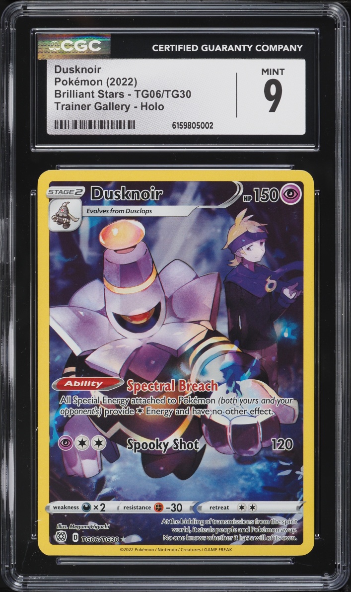 2022 Pokemon Sword & Shield Brilliant Stars Full Art Dusknoir #TG06 CGC 9 MINT