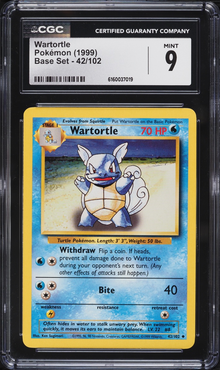 1999 Pokemon Base Set Wartortle #42 CGC 9 MINT
