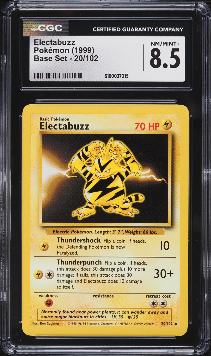 1999 Pokemon Base Set Electabuzz #20 CGC 8.5 NM-MT+