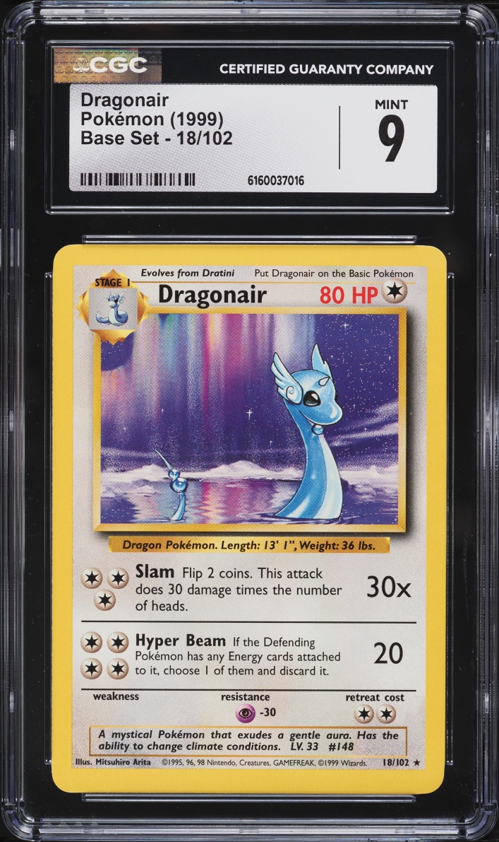 1999 Pokemon Base Set Dragonair #18 CGC 9 MINT