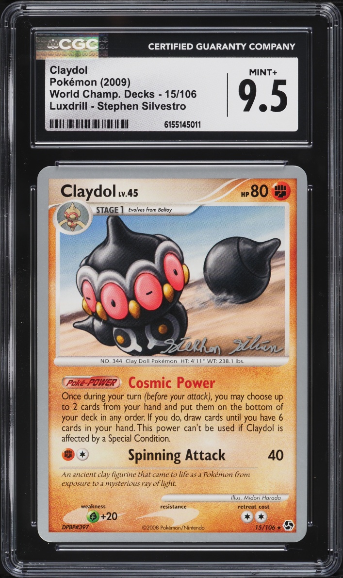 2009 Pokemon DP World Championship Decks Luxdrill Stephen Silvestro Claydol #15 CGC 9.5 MINT+