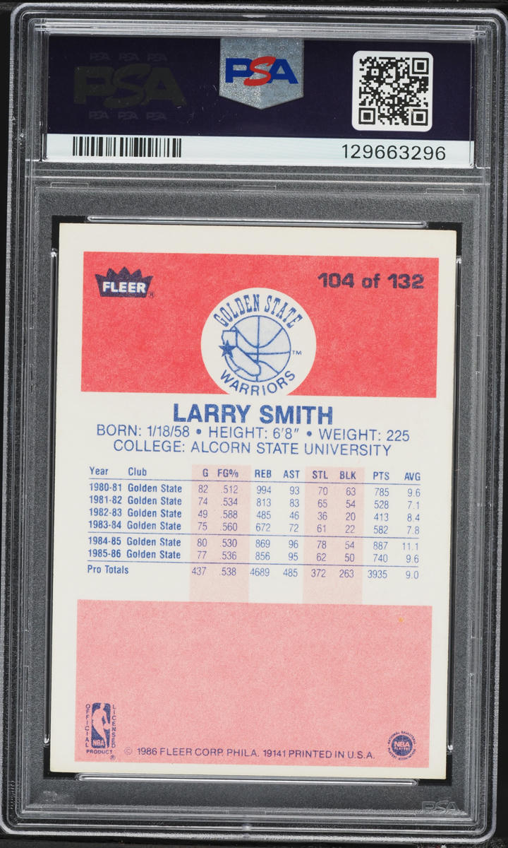 1986 Fleer Basketball Larry Smith #104 PSA 5 EX