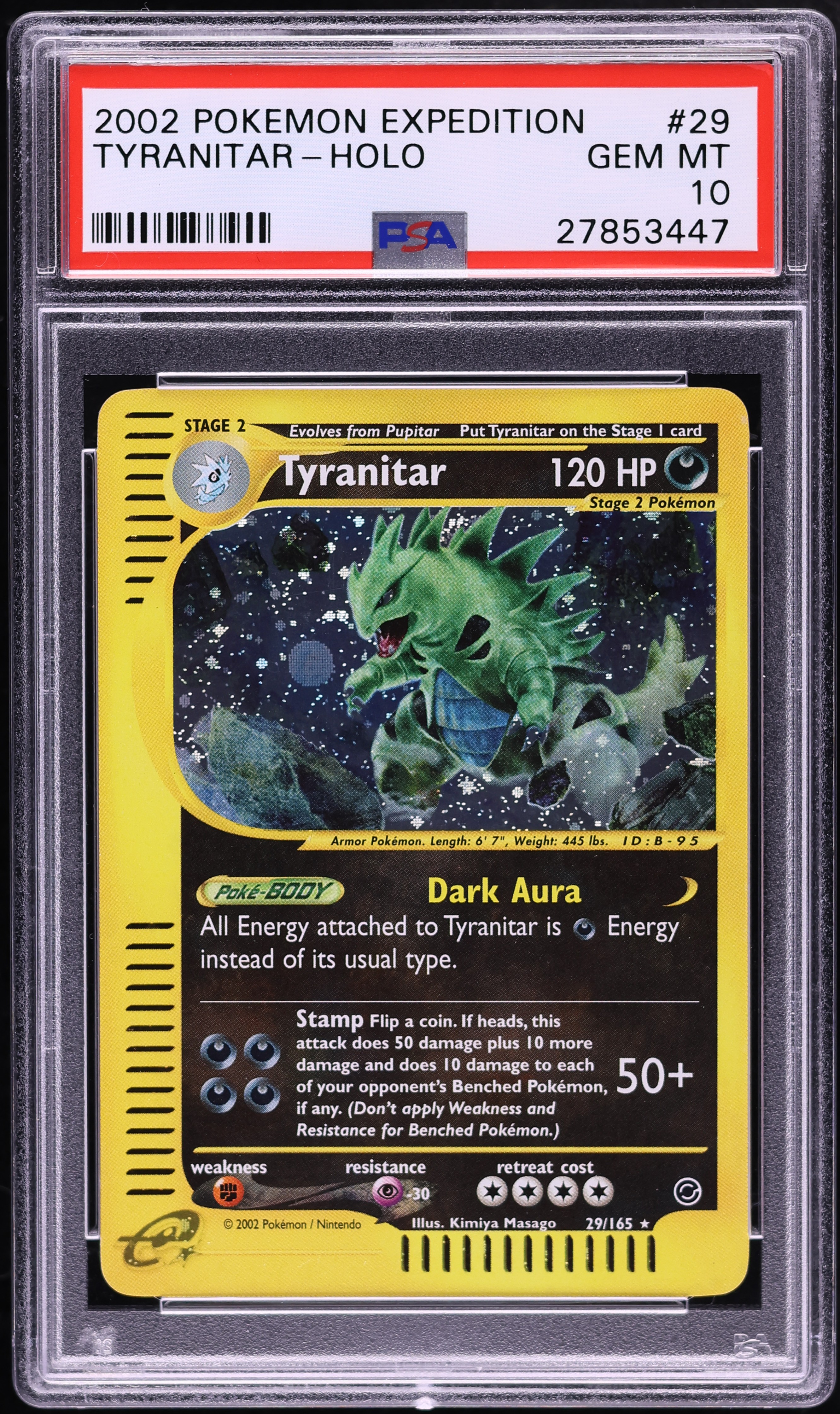 2002 Pokemon Expedition Holo Tyranitar #29 PSA 10 GEM MINT