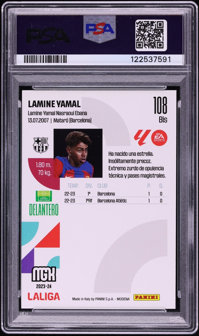 2023 Panini Megacracks La Liga EA Sports Lamine Yamal ROOKIE #108BIS PSA 8 NM-MT