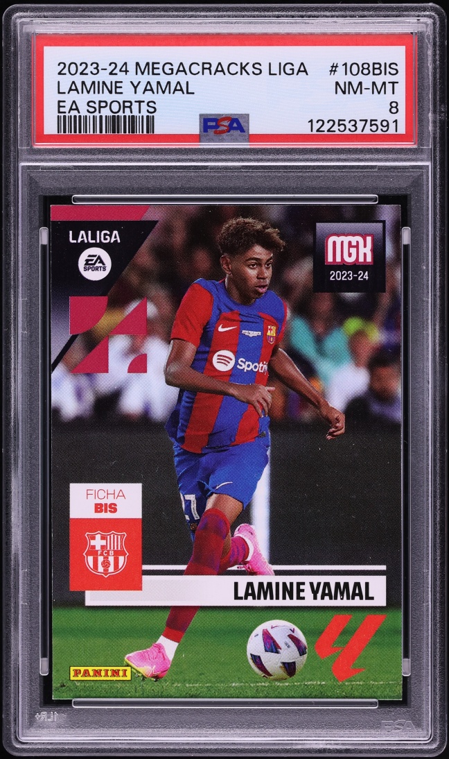 2023 Panini Megacracks La Liga EA Sports Lamine Yamal ROOKIE #108BIS PSA 8 NM-MT